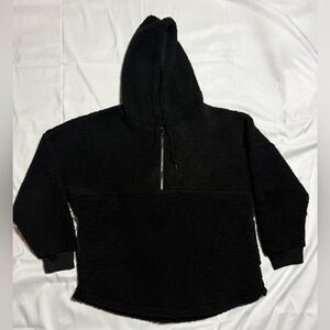 Victoria's Secret PINK Black Varsity Sherpa Half Zip Pullover Hoodie